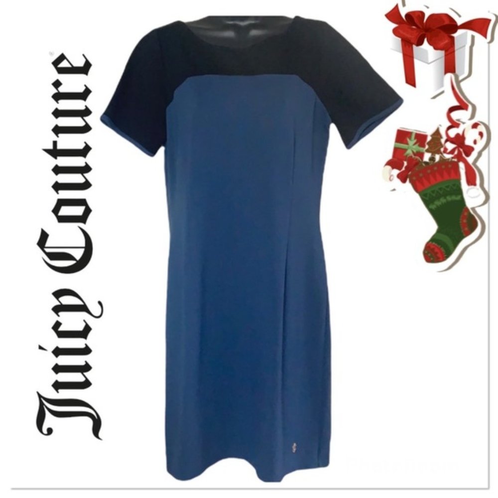 Juicy Couture black/blue Stretchy Sheath Dress with Gold Zipper Size  XL